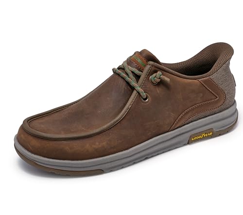 Men's John Deere Leather Moc Toe Bungee Hands Free Slip-ins Oxford