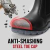 Steel Toe Slip on Work Boots for Men Waterproof Slip Resistant Fire Station Mechanic Boots Comfortable Construction Chelsea