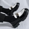 Men's Patent Leather Chunky Platform Penny Loafers with Metal Decoration Slip-On Lug Sole Dress Business Work Shoes Daily
