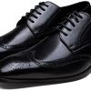 Men's Dress Shoes Leather Wingtip Formal Business Oxford Shoes Brogue Retro Derby Dress Shoes for Men