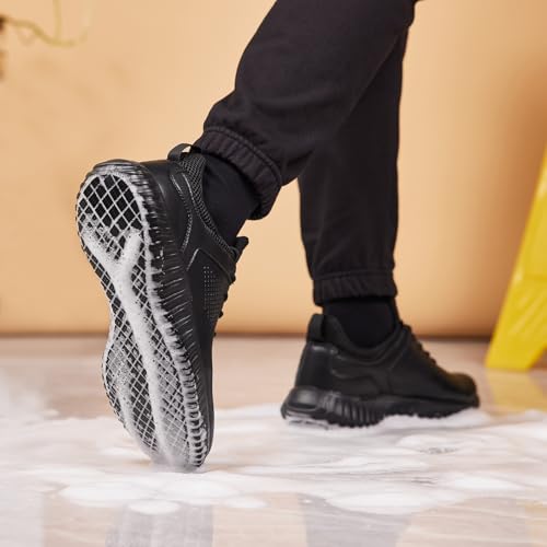 41sWKgJCP6L.jpg Men's Non Slip Work Shoes Lace Up Slip Resistant Sneakers Waterproof Food Service Kitchen Chef Restaurant Slip On Walking Shoes