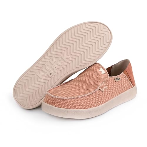 Barbeach Canvas Mens Slip On Loafers - Lightweight Canvas Slip in Shoes - with Leather Lined Memory Foam Insoles - Mens Casual