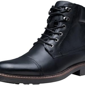 Mens Boots Leather Retro Dress Boot Cap Toe Casual Motorcycle