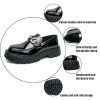 Men's Patent Leather Chunky Platform Penny Loafers with Metal Decoration Slip-On Lug Sole Dress Business Work Shoes Daily