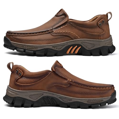 Men's Slip-On Loafers Comfortable Leather Casual Walking Shoes for Work Office Dress Outdoor
