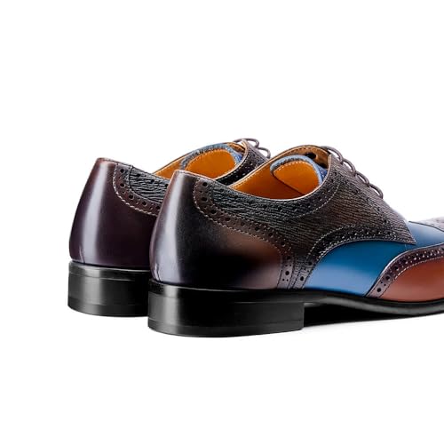 Jepsengord Men's Dress Shoes Wingtip Genuine Cowhide Leather Oxfords with Brogue Formal Business Wedding Derby Shoes