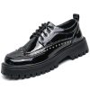 Men's Patent Leather Platform Dress Shoes Classic Round Toe Thick Lug Sole Lace Up Oxfords Comfort Block Heel Derby Business
