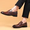 41yaSNZtMGL.jpg Men's Dress Crocodile Print Slip-on Classic Leather Loafers Casual Oxford Shoes