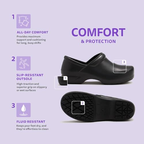 Guardian Angel Slip-On Nursing Clogs for Women and Men - Lightweight, Water-Resistant Non-Slip Work Shoes with Exceptional EVA