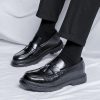 511BdcxrSML.jpg Men's Leather Tassel Platform Slip on Loafers Luxury Round Toe Lug Sole Non-Slip Dress Shoes Casual Low Block Heel Business Work