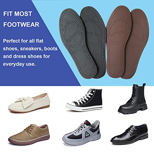 511DsTE8kYL.jpg Thin Leather Insoles for Men Black Leather Insoles for Boots Full Length Shoe Inserts for Dress Shoes Thin Shoe Liners for Odor