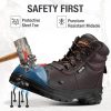 Steel Toe Work Boots for Men, Non Slip & Puncture Resistant Construction Boots with Breathable Lining, EH Protection,