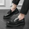 517-hLbG-kL.jpg Men's Leather Tassel Platform Slip on Loafers Luxury Round Toe Lug Sole Non-Slip Dress Shoes Casual Low Block Heel Business Work