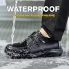 Leather Non-Slip Waterproof Work Shoes for Men Women Slip-Resistant Oil Slip-On Loafers for Chef Kitchen Restaurant Food Service