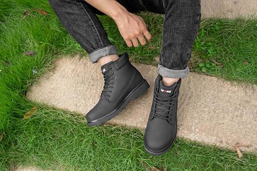 51CgrS81rkL.jpg Soft Toe Work Boots Men Waterproof Non Slip Hiking Tactical Motorcycle Chukka Boot 6 Inch Leather Comfortable Shoes