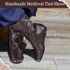 51JiT6wH2SL.jpg Men's Medieval Boots Renaissance Cosplay Festival Shoes Viking Leather Boots Non Slip Pirate Tied Shoes