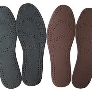 Thin Leather Insoles for Men Black Leather Insoles for Boots Full Length Shoe Inserts for Dress Shoes Thin Shoe Liners for Odor