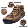 Mens Casual Leather Shoes Ankle Chukka Boots Slip On Lightweight Loafers Mid top Walking Driving Shoes for Male