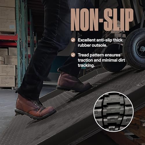 Work Boots for Men Soft Toe – 6inch Leather Boots for Construction Rubber Sole Working botas de trabajo para hombre, “Tank”