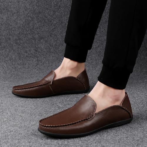 51RyHbYadIL.jpg Men's Casual Genuine Leather Slip On Soft Driving Walking Shoes Penny Loafer Flats Shoes