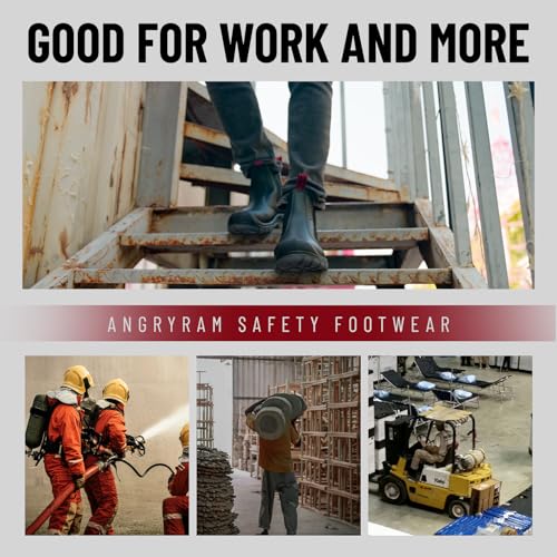 Steel Toe Slip on Work Boots for Men Waterproof Slip Resistant Fire Station Mechanic Boots Comfortable Construction Chelsea
