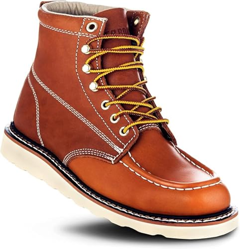 EverBoots Mens Work Boots for Men, Leather EverFit Lightweight Comfort Boot, Anti Slip & Shock Absorption, Soft Oil Grain,