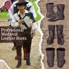 51o4J2qrhTL.jpg Men's Medieval Boots Renaissance Cosplay Festival Shoes Viking Leather Boots Non Slip Pirate Tied Shoes