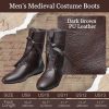 51wVddj5VLL.jpg Men's Medieval Boots Renaissance Cosplay Festival Shoes Viking Leather Boots Non Slip Pirate Tied Shoes