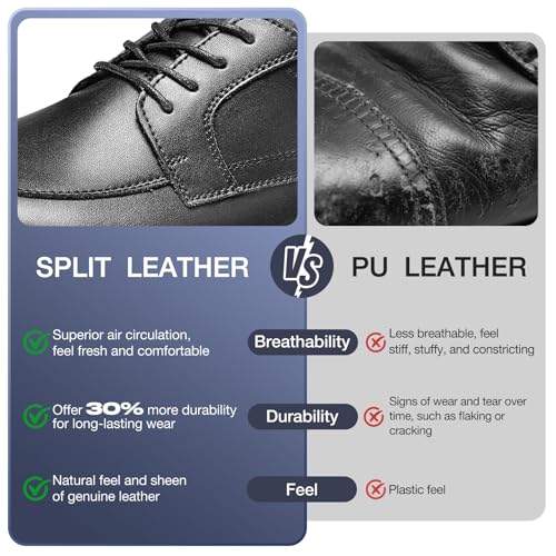 Mens Dress Shoes,Split Leather Oxford Shoes for Men, Classic Lace Up Formal Business Shoes,Square Toe