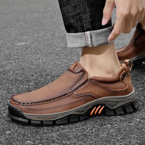 Men's Slip-On Loafers Comfortable Leather Casual Walking Shoes for Work Office Dress Outdoor